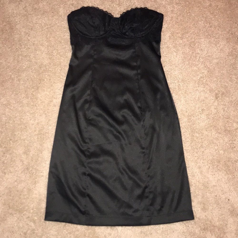 ❗️SOLD❗️Black Silk & Lace Mini Dress